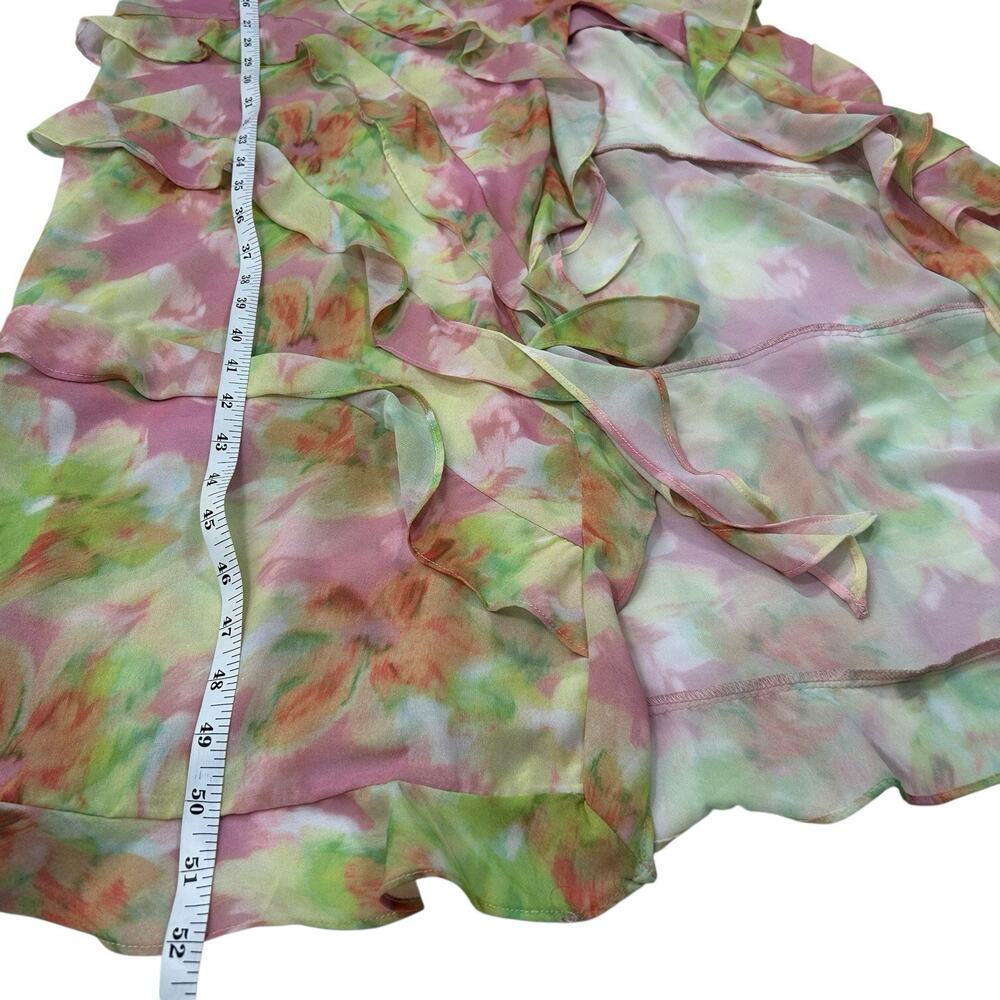 Bardot Cantara Ruffle Slip Dress Tiered Maxi Slit Floral Pink Sz 2 XS Fairy Cute - Picture 10 of 12